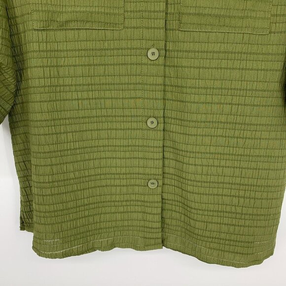 NY Collection Top Green Button Down Roll Tab 3/4 Sleeve NWT - Picture 7 of 11